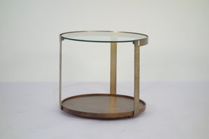 Rajpur Bronze Plated Glass & Wood Round Side Table
