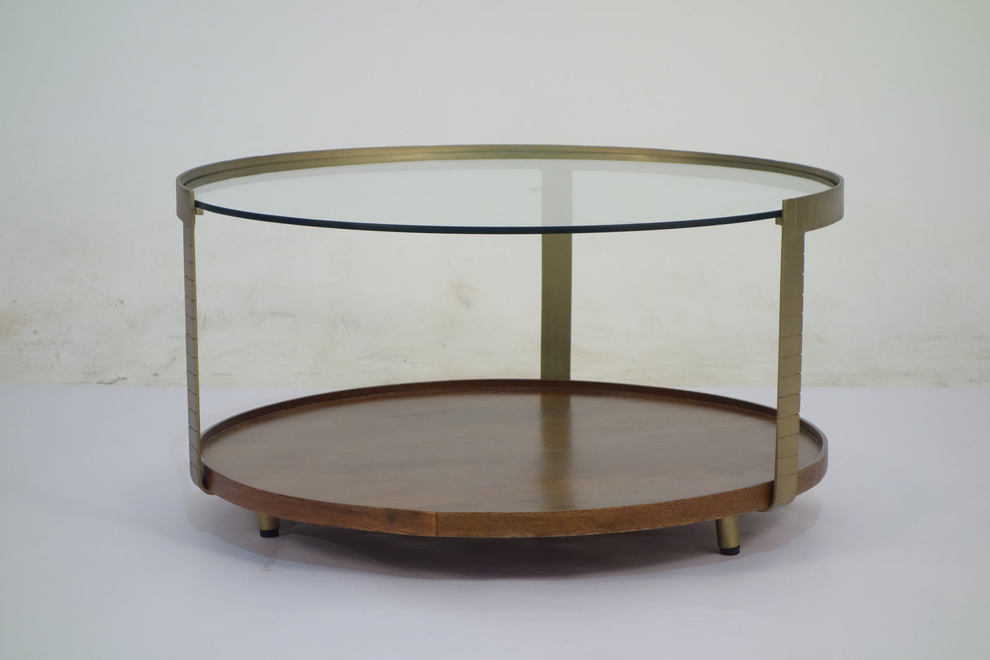 Rajpur Bronze Plated Glass & Wood Round Coffee Table