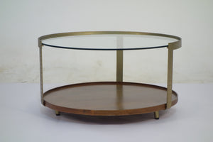 Rajpur Bronze Plated Glass & Wood Round Coffee Table