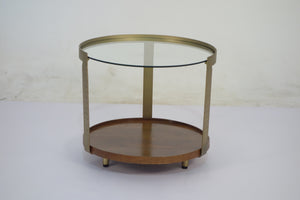 Rajpur Bronze Plated Glass & Wood Round Side Table