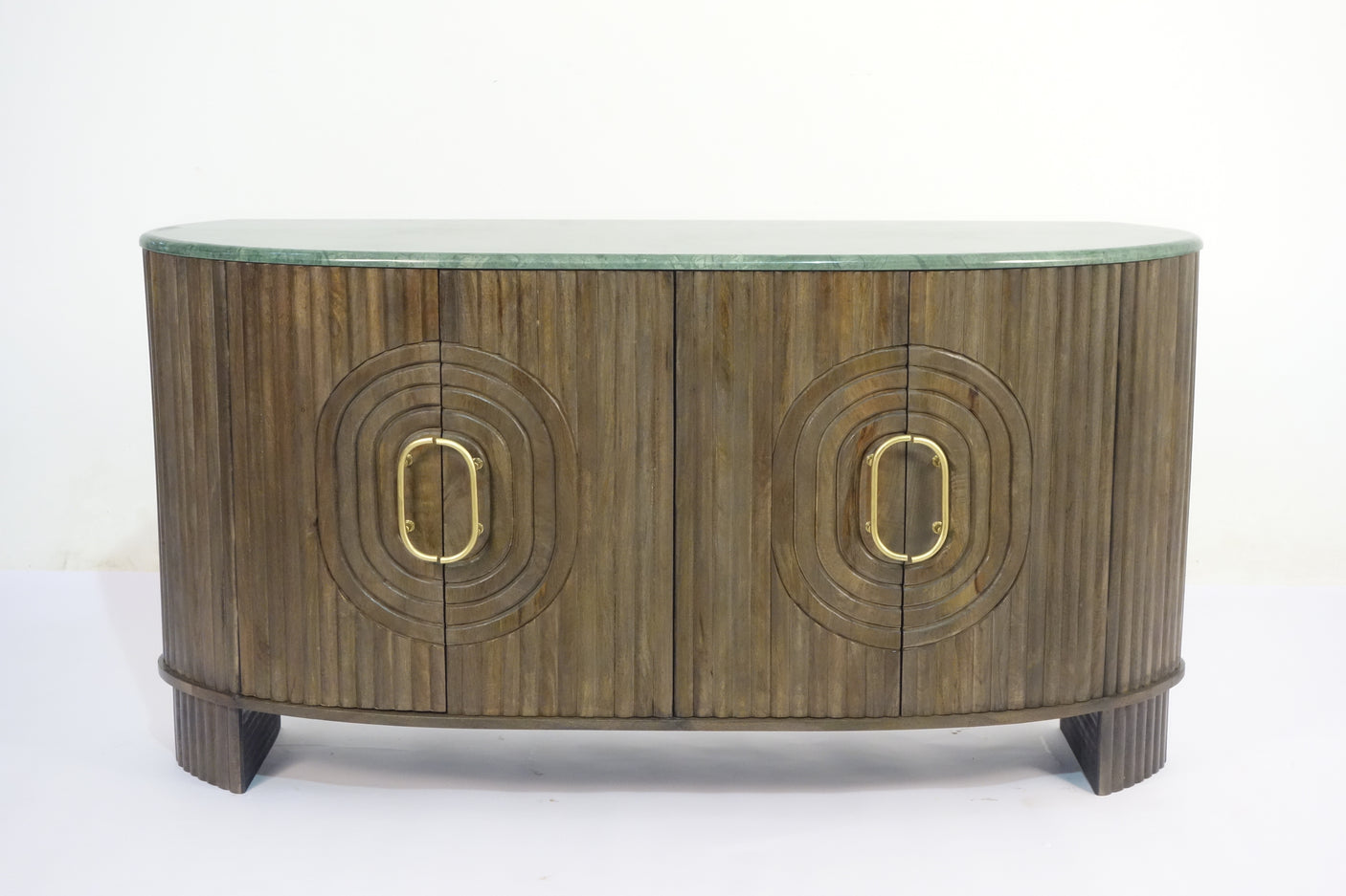 Angari Wooden 4 Door Marble Top Sideboard