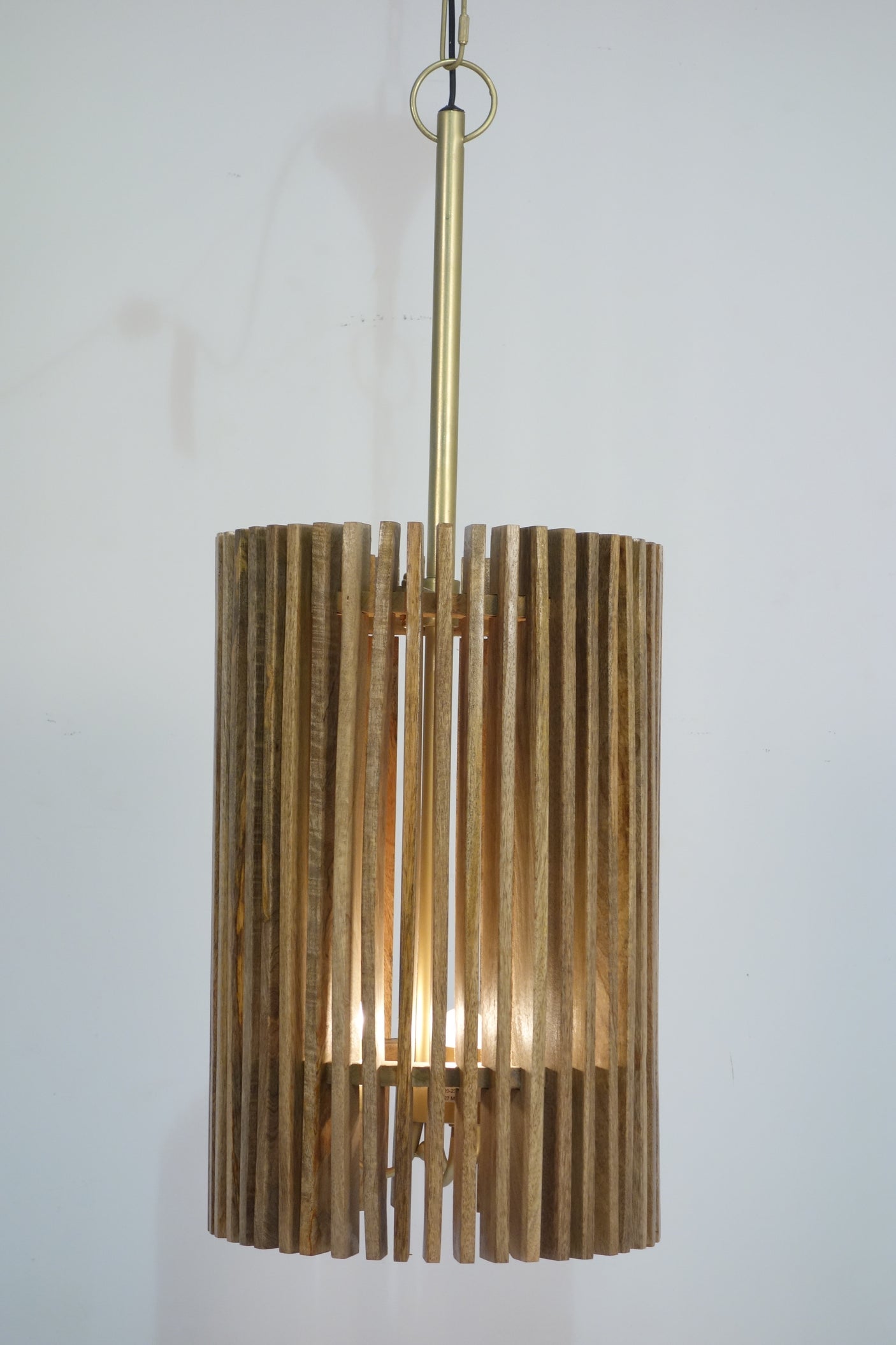 Rania 3 Light Wooden Slatted Round Hanging Lamp