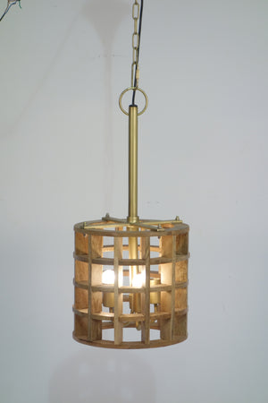 Gerai Natural Mango Wood Grid Ceiling Lamp