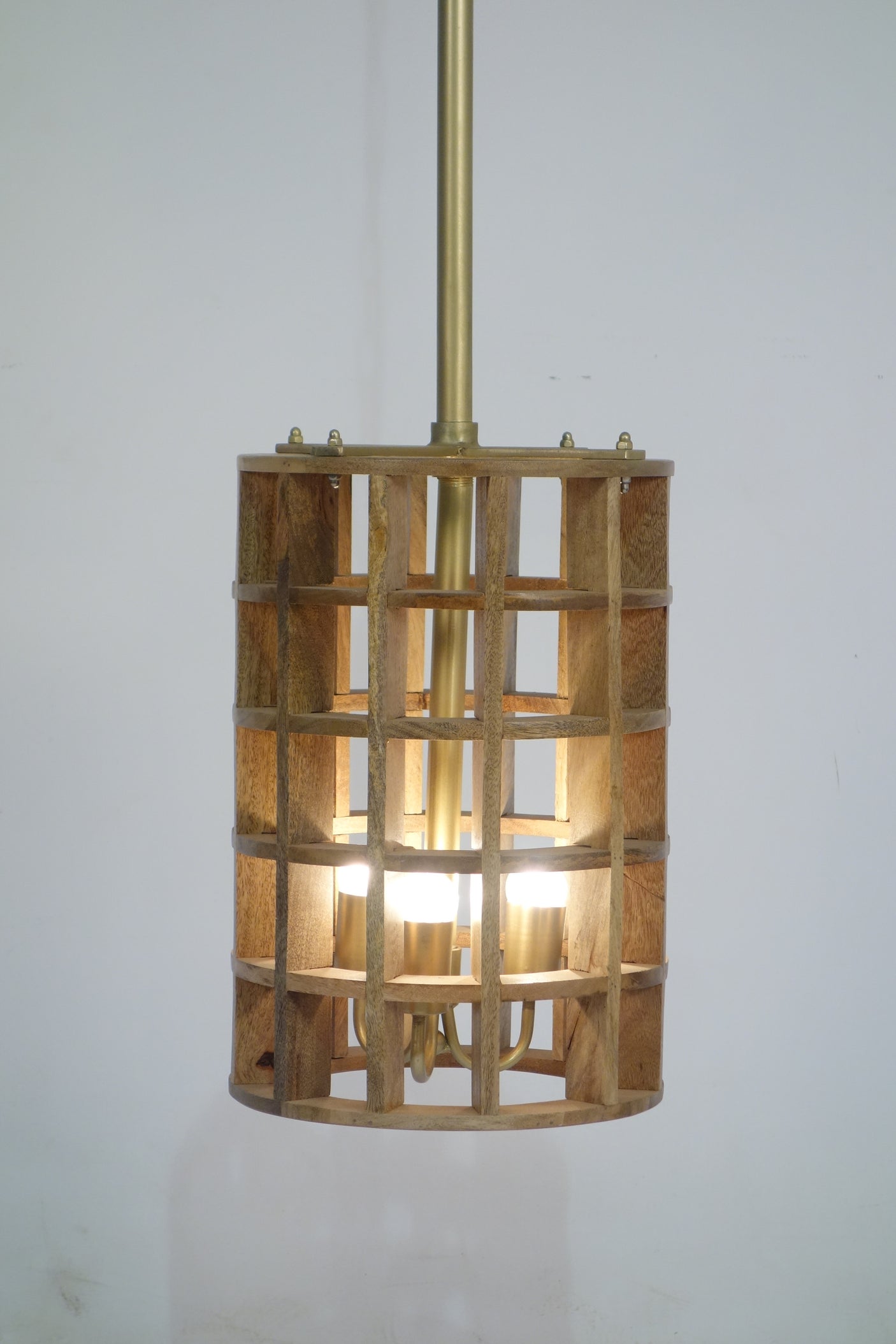 Gerai Natural Mango Wood Grid Ceiling Lamp