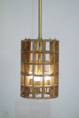 Gerai Natural Mango Wood Grid Ceiling Lamp