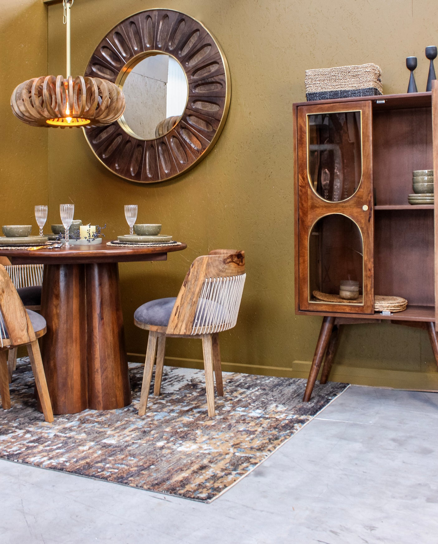 Agwari Wooden 2 Door Glass Cabinet