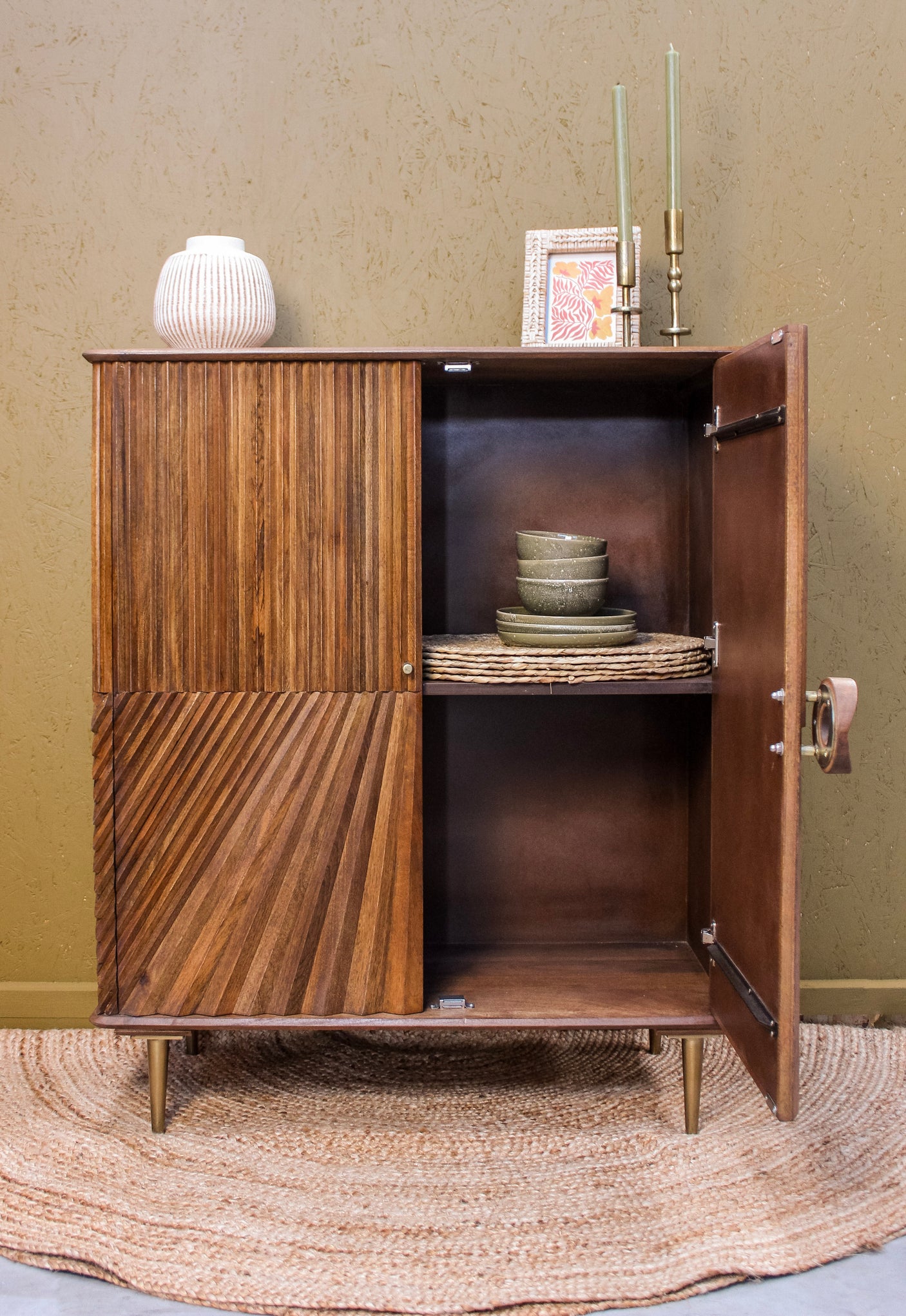 Sanpur Wooden 2 Door Chip Design Cabinet