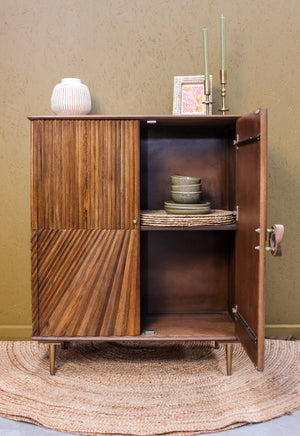 Sanpur Wooden 2 Door Chip Design Cabinet