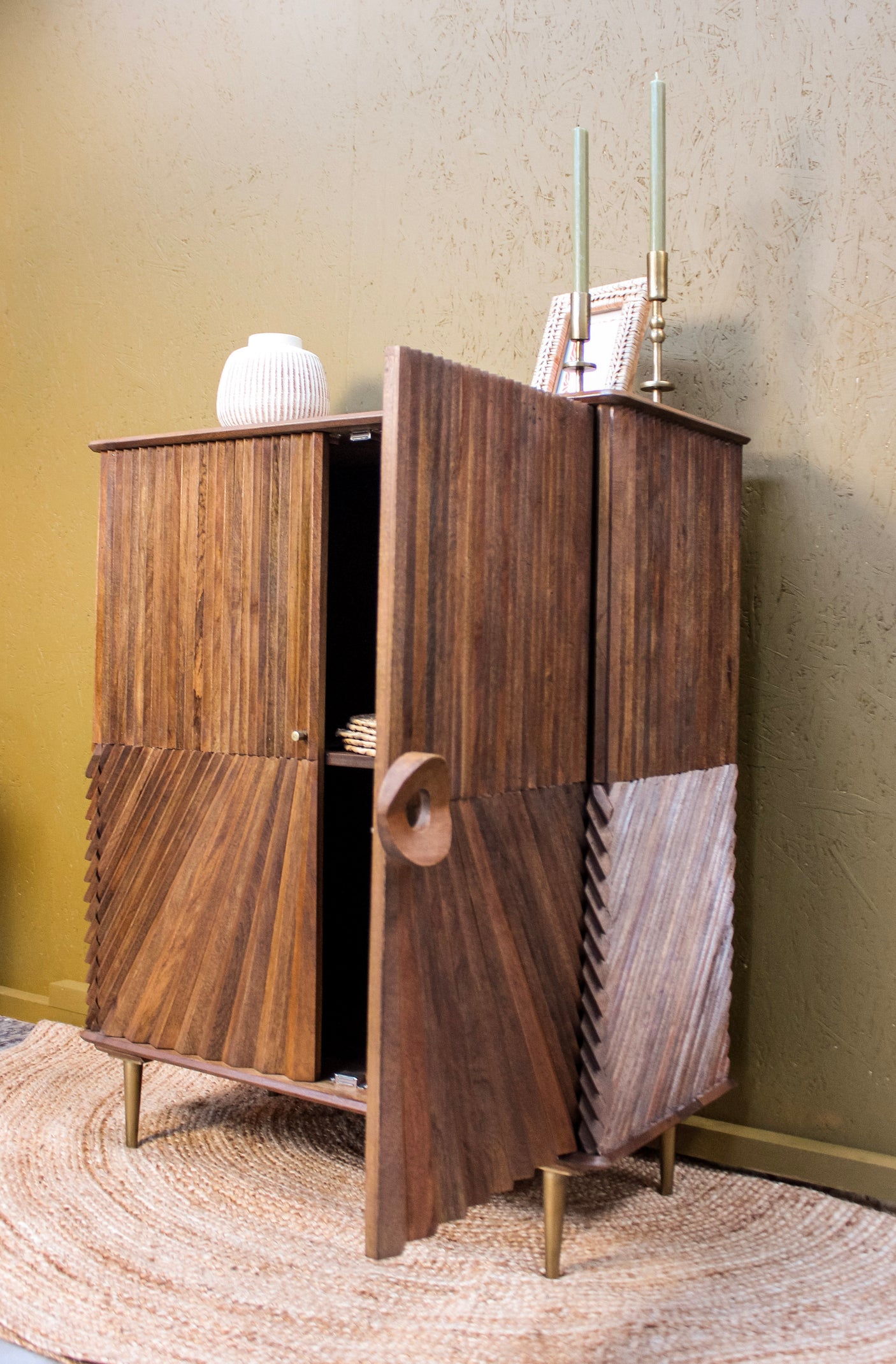 Sanpur Wooden 2 Door Chip Design Cabinet