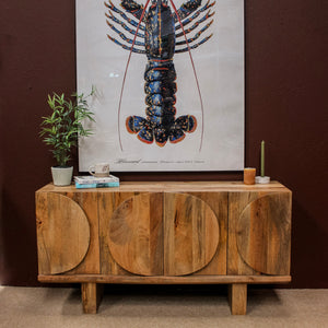 Barli Oval Design 4 Door Wooden Sideboard