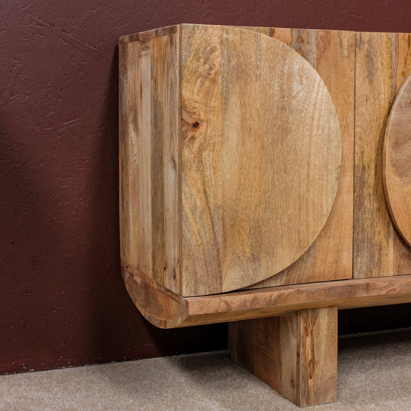 Barli Oval Design 4 Door Wooden Sideboard