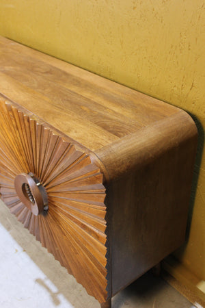 Rajas Sunburst Carving 4 Door Wooden Sideboard