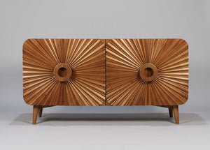 Rajas Sunburst Carving 4 Door Wooden Sideboard