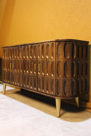 Jana Carvel Oval Tile 4 Door Wooden Sideboard