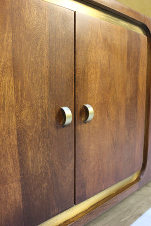 Samel Square Design 4 Door Wooden and Brushed Gold Sideboard