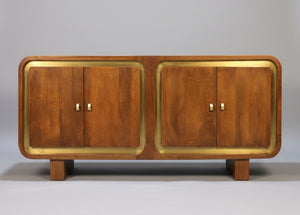 Samel Square Design 4 Door Wooden and Brushed Gold Sideboard