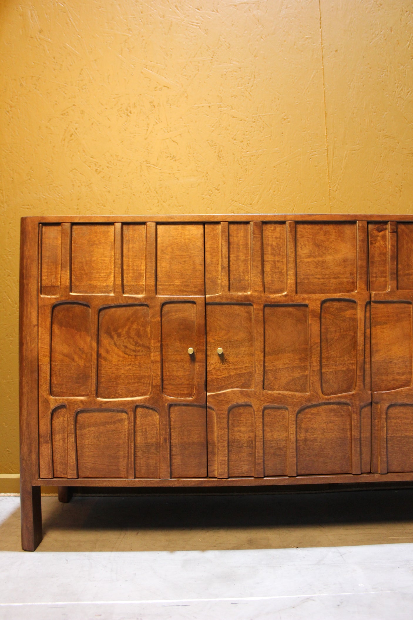 Pachar Carving Design 4 Door Wooden Sideboard