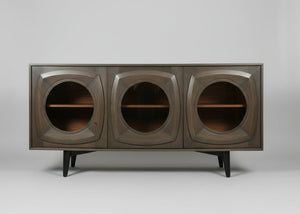 Bhuni Curved Glass Door Wooden Sideboard