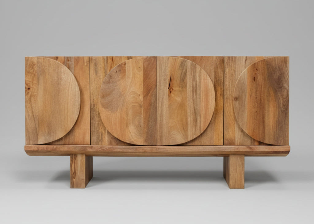 Barli Oval Design 4 Door Wooden Sideboard