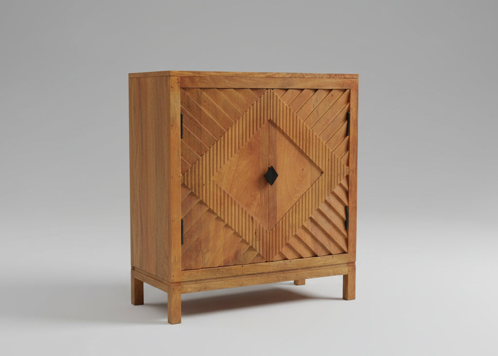 Ellie Carved Natural Mango Wood Sideboard