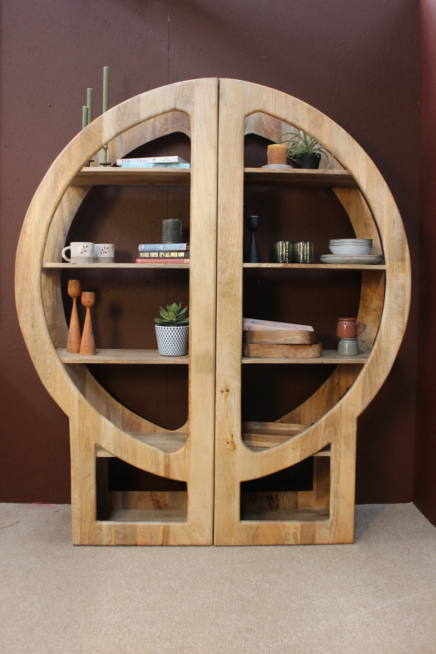Indali D Shape Wooden Bookshelf