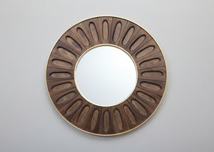 Minda Oval Tile Brass Edged Wooden Round Mirror
