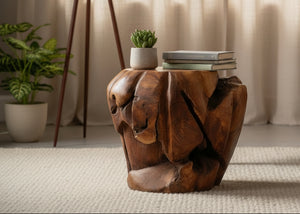 Rustic Teak Footstool