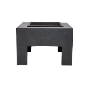 Square concrete fire pit on a white background