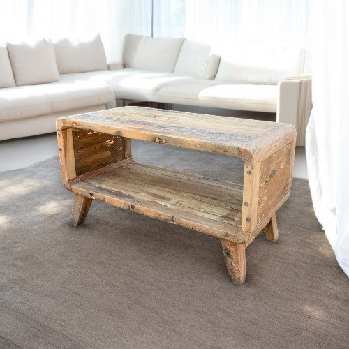 Recycled Wood Small Rounded Coffee Table