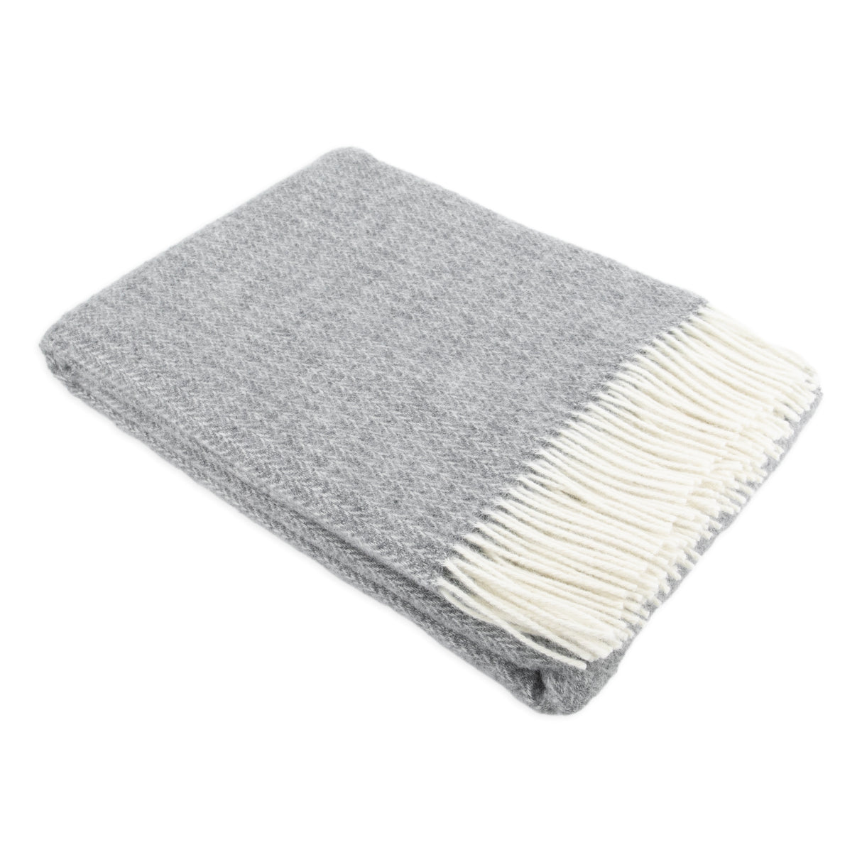 Cable Pattern Grey Wool Blanket