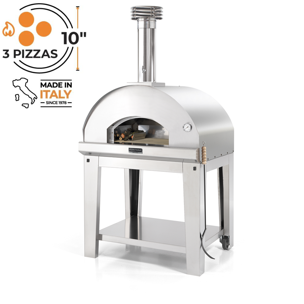 Fontana Mangiafuoco Stainless Steel Wood Pizza Oven Including Trolley
