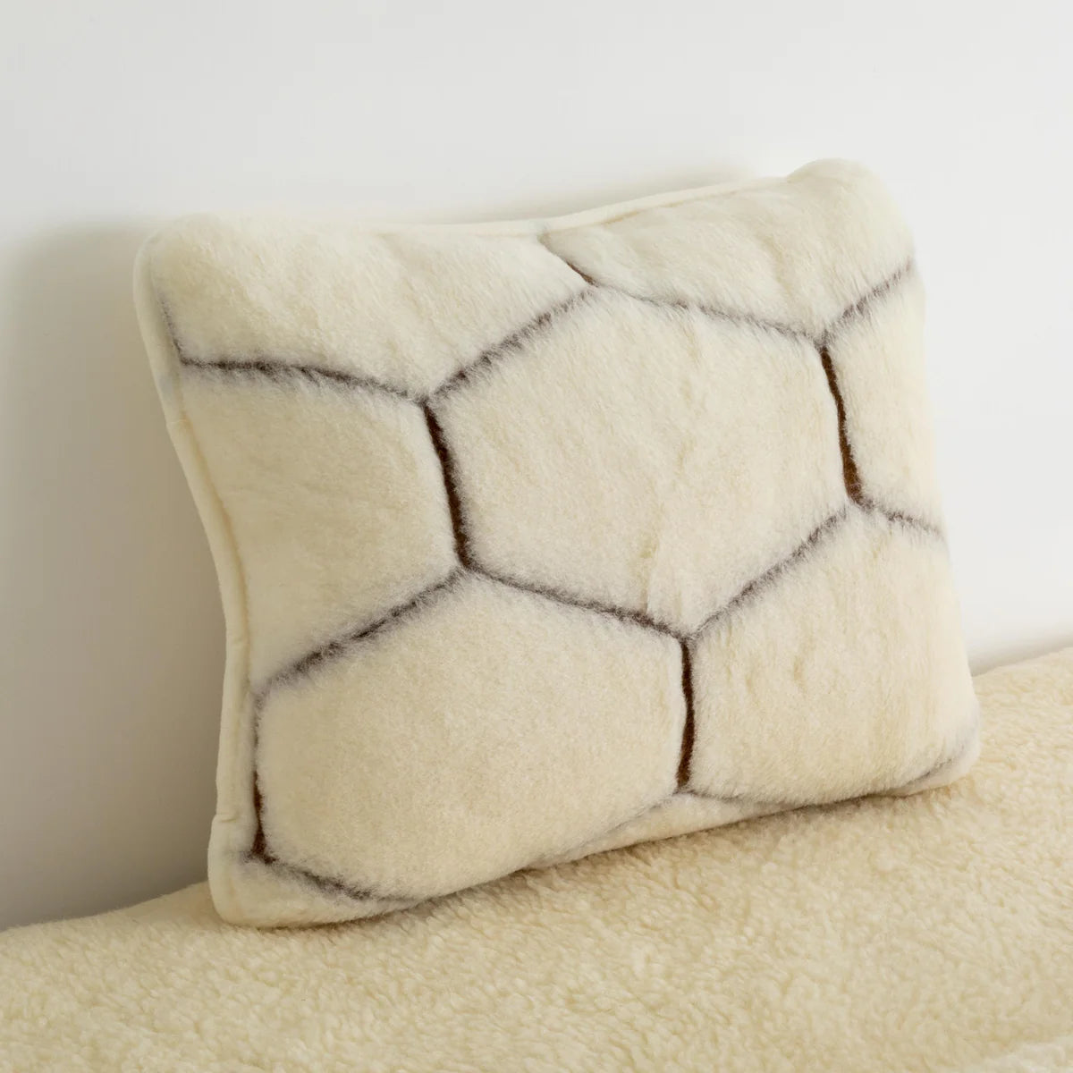Natural Hex Cashmere Wool Cushion