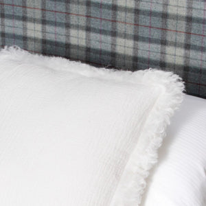 White Linen Cushion With Sheepskin Trim 45x45cm