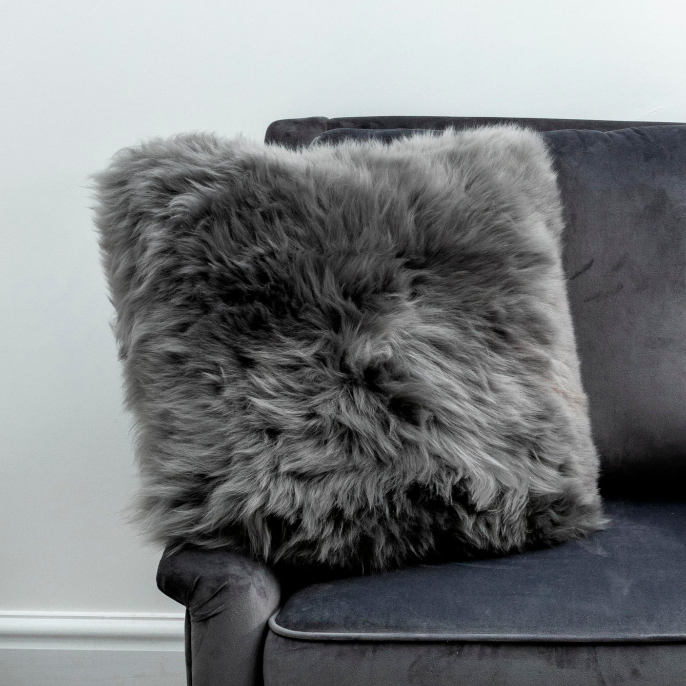 Grey Sheepskin Cushion 45x45cm