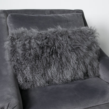 Grey Curl sheepskin cushion 30x50