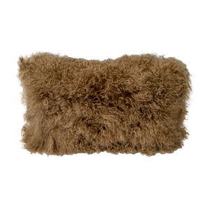 Light Brown Curly Sheepskin Cushion 30x50cm