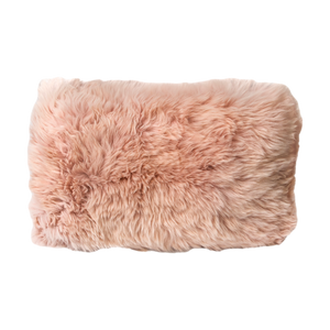 Pink Long Hair Sheepskin Cushion 30x50cm