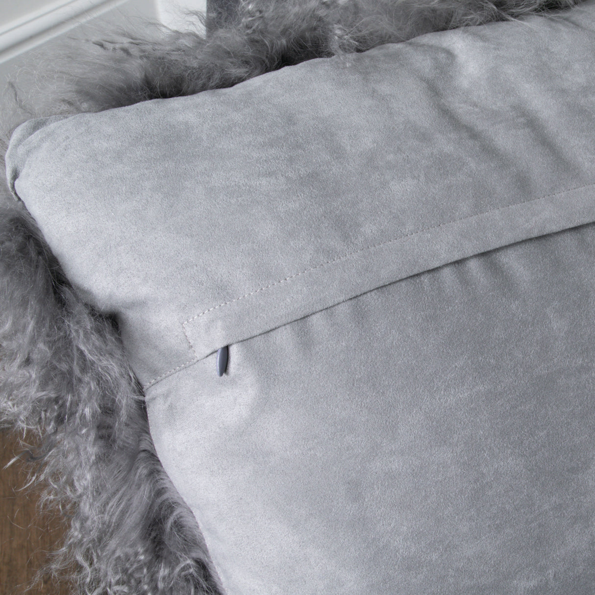 Grey Curly Sheepskin Cushion 45x45cm