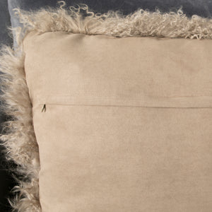 A Pair Of Light Brown Curly Sheepskin Cushions (45x45cm)