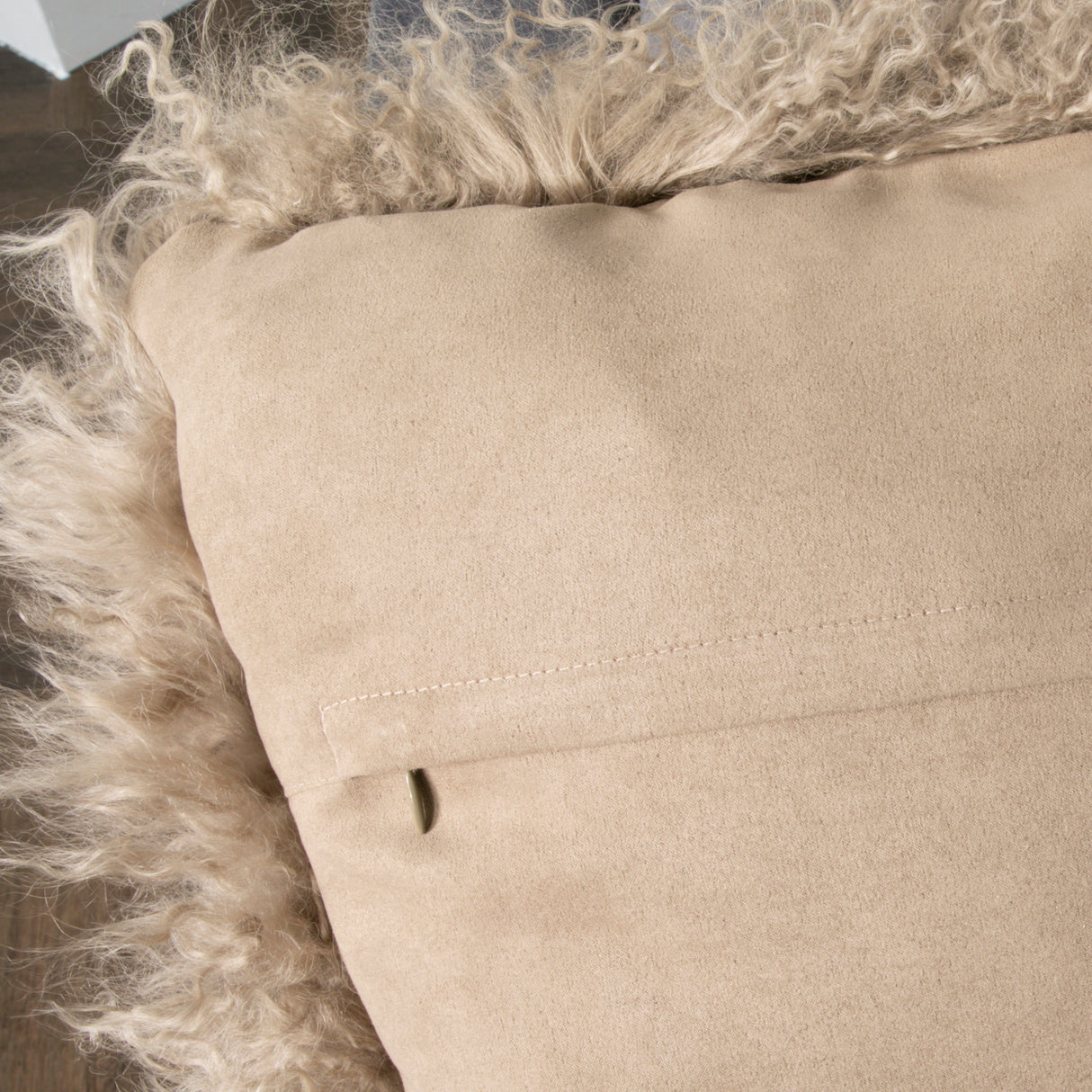 A Pair Of Light Brown Curly Sheepskin Cushions (45x45cm)