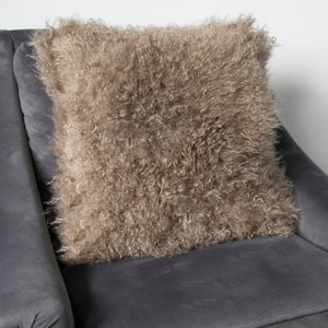 A Pair Of Light Brown Curly Sheepskin Cushions (45x45cm)