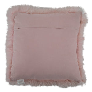 Pink Curly Sheepskin Cushion 45x45cm