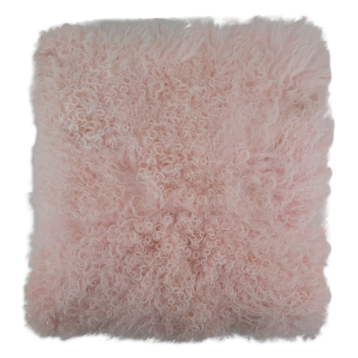 Pink Curly Sheepskin Cushion 45x45cm