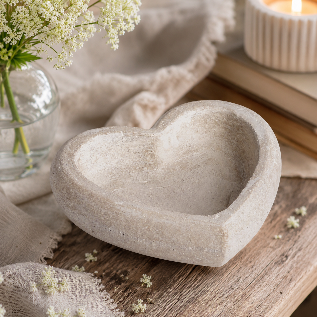 Deep Stone Heart Dish