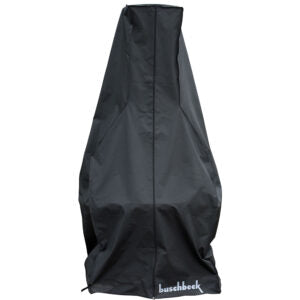 Buschbeck Masonry Barbecue Full Cover in anthracite, fitted over a masonry barbecue and its chimney, on a white background