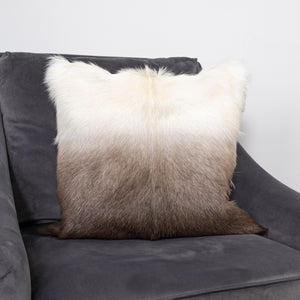 A Pair Of Ivory/Brown Goatskin Cushions (45 x 45cm)