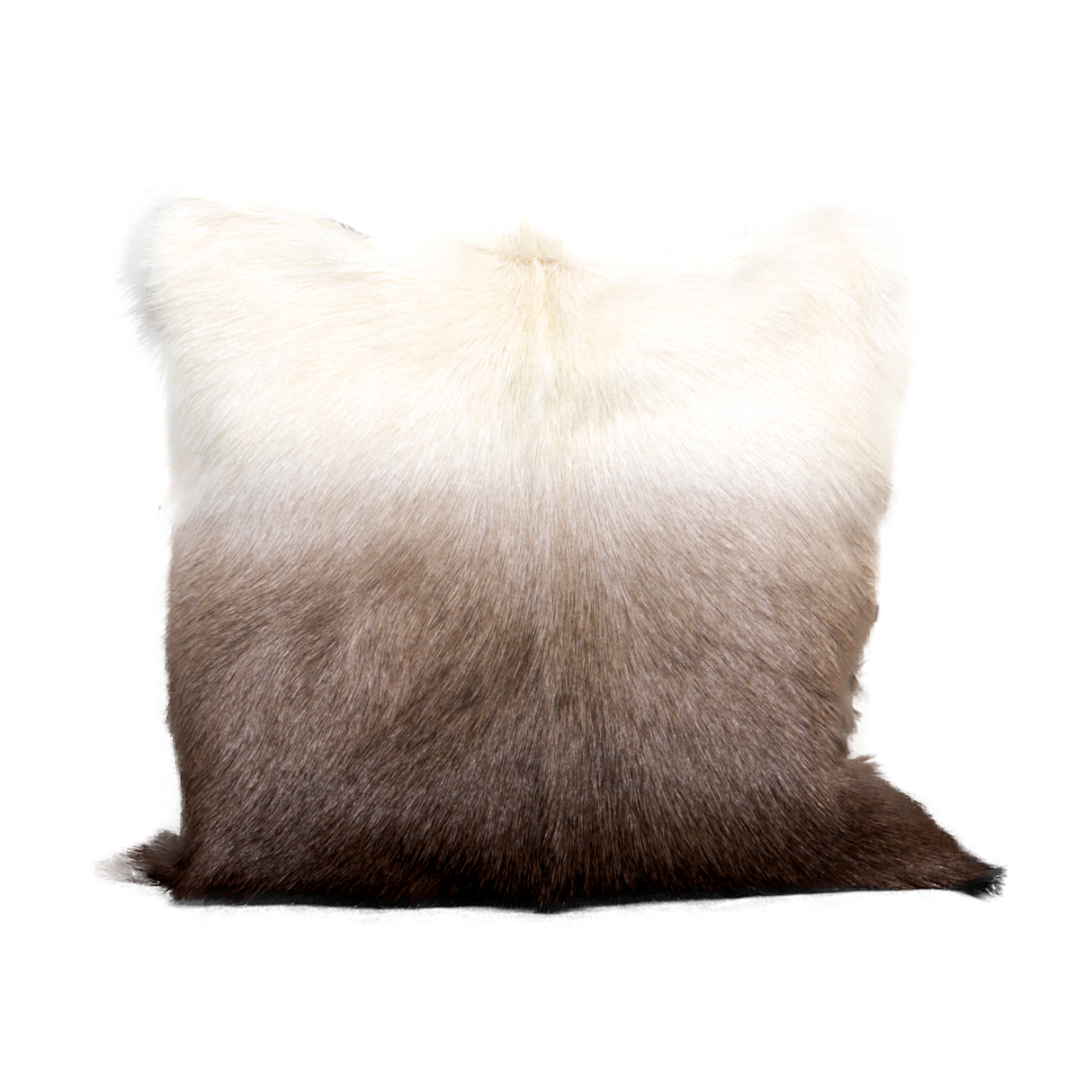 A Pair Of Ivory/Brown Goatskin Cushions (45 x 45cm)