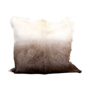 A Pair Of Ivory/Brown Goatskin Cushions (45 x 45cm)