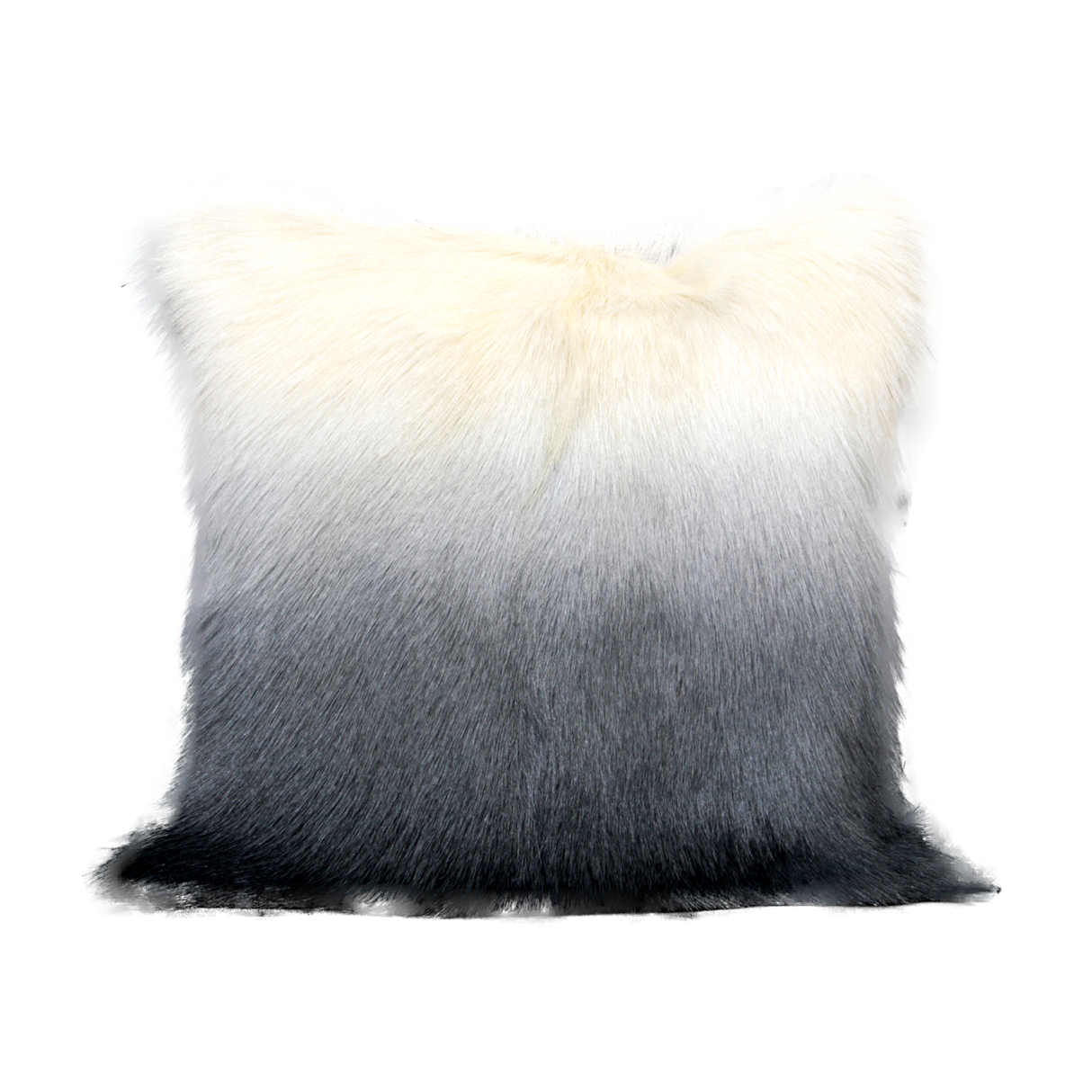 Ivory/Charcoal Goatskin Cushion