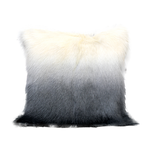 Ivory/Charcoal Goatskin Cushion